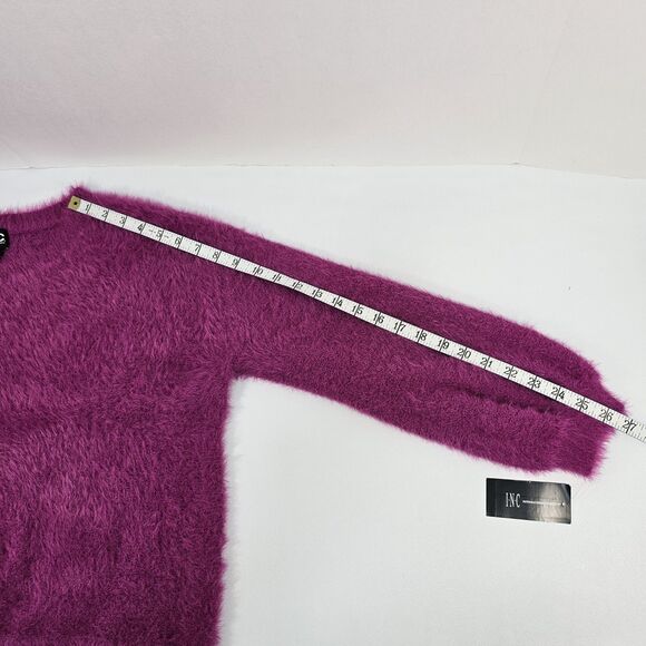 I.n.c. International Concepts Eyelash-Knit Fuzzy Sweater Burnished Berry Size L - Picture 9 of 10